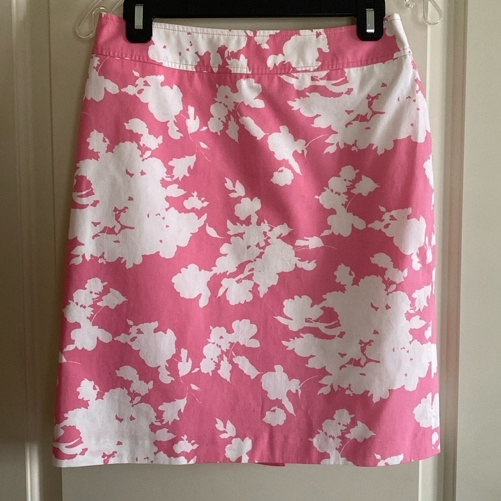 Brooks Brothers 346 pink & white floral  fully lined cotton skirt size 4